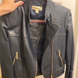 Michael Kors Navy Leather Jacket